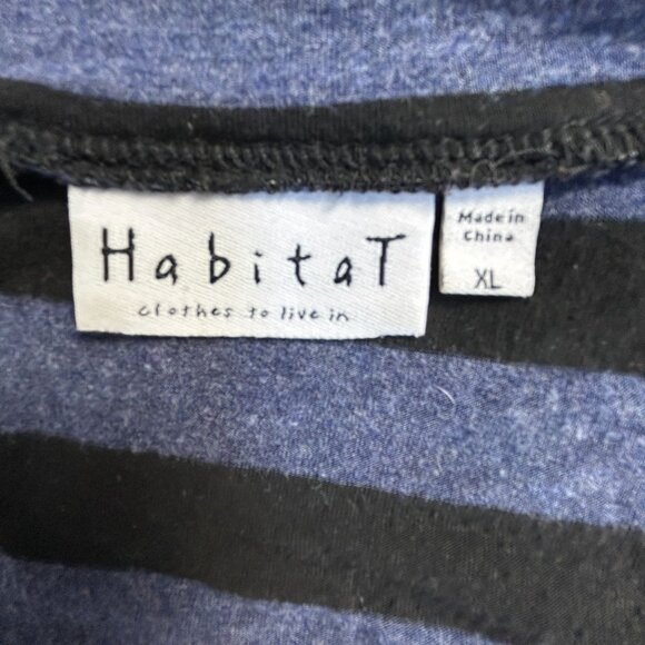 Habitat Womens Striped Long Sleeve Swing Tunic XL Rayon Blend Stretch Black Blue - Picture 3 of 8